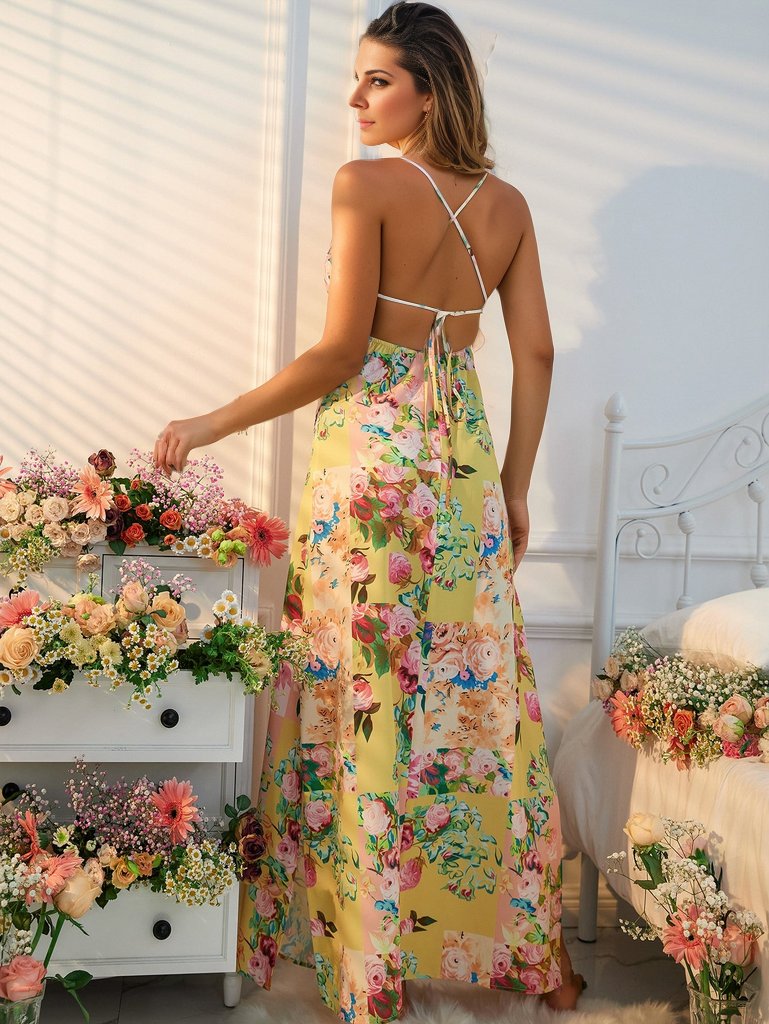 Floral Print Maxi Cami Dress