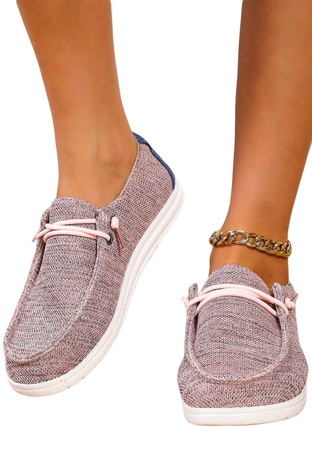 Lace Up Decor Slip On Casual Shoes
