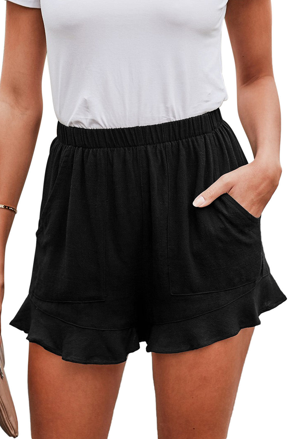 Drawstring waist shorts