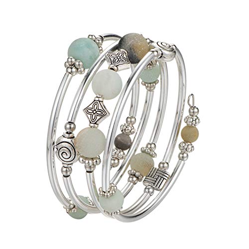 Beaded Pearl Bangle Wrap Bracelet