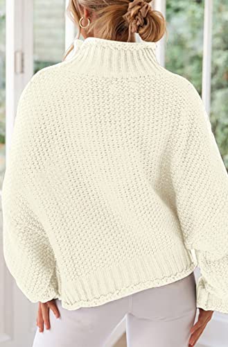 Women's Turtleneck Batwing Sleeve Loose Oversized Chunky Knitted Pullover Sweater