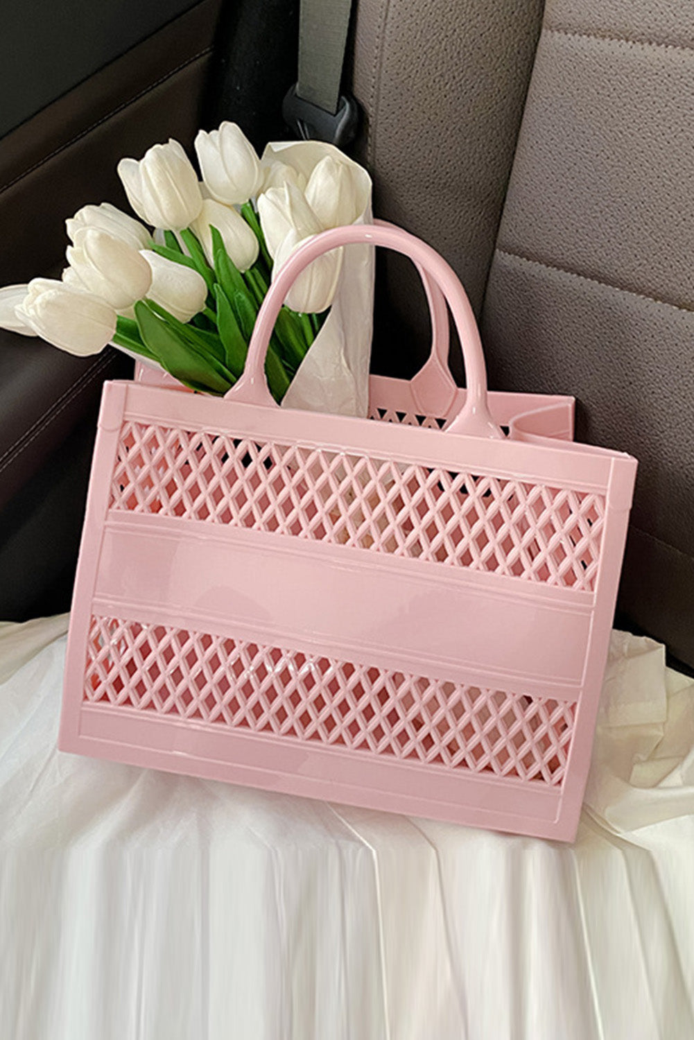 Hollow Out Large Square  Tote Bag