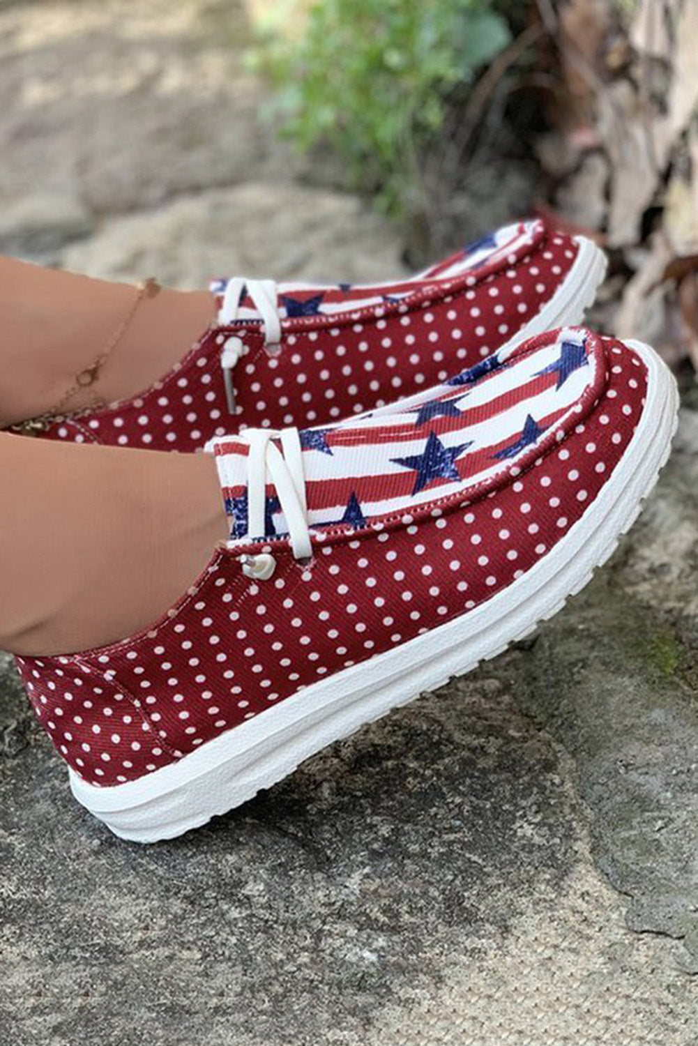 Multicolor American Flag Inspired Polka Dot Shoes