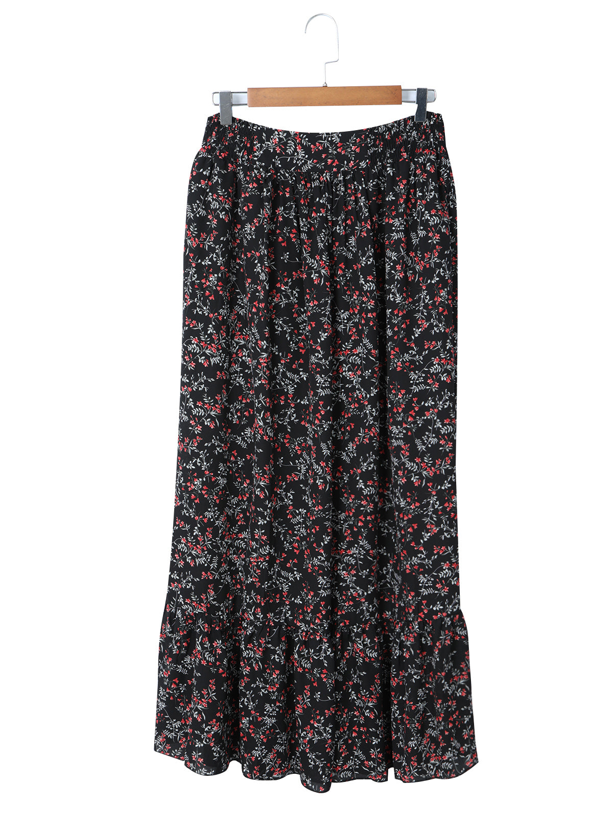 Ditsy Floral Print Ruffled Crop Top & Flounce Hem Maxi Skirt Set