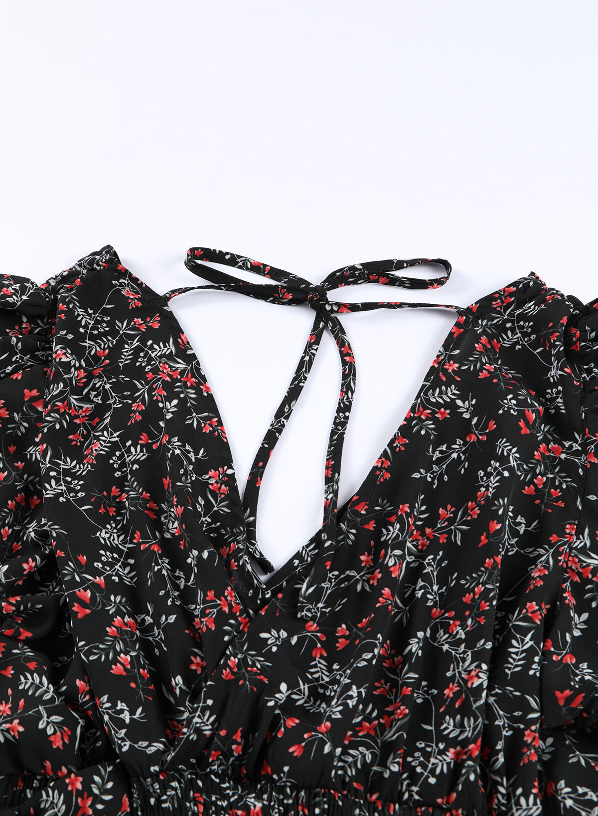 Ditsy Floral Print Ruffled Crop Top & Flounce Hem Maxi Skirt Set