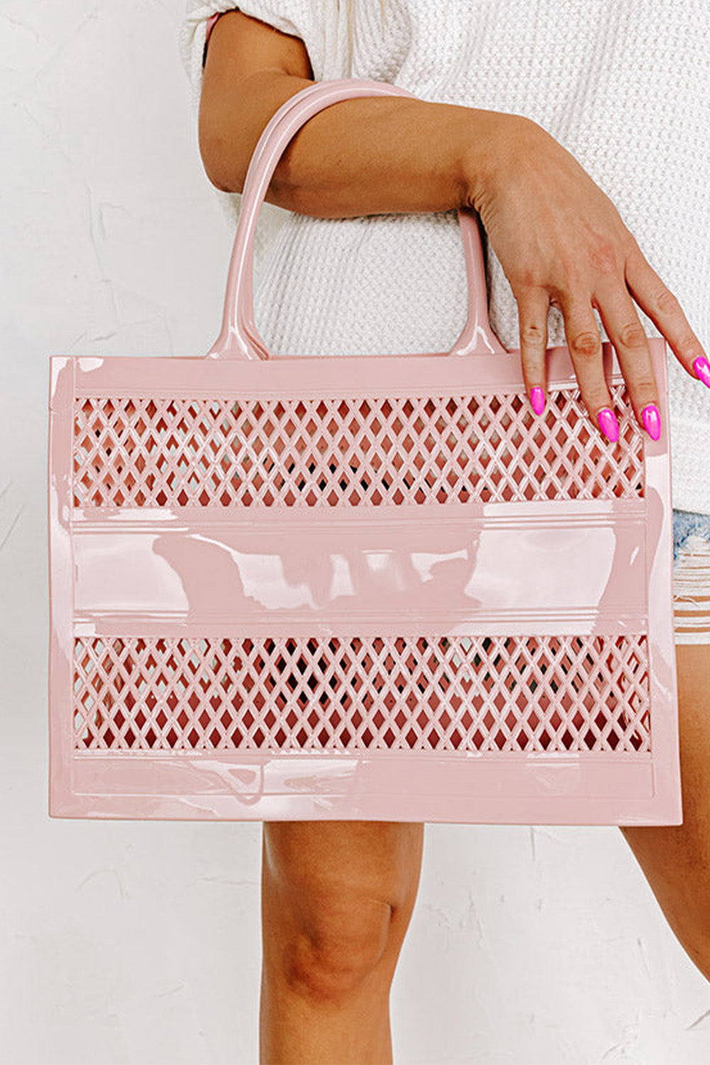 Hollow Out Large Square  Tote Bag