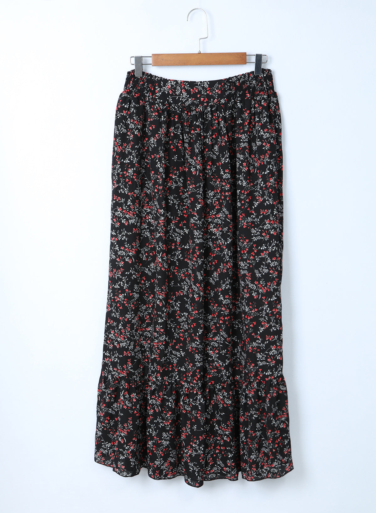 Ditsy Floral Print Ruffled Crop Top & Flounce Hem Maxi Skirt Set