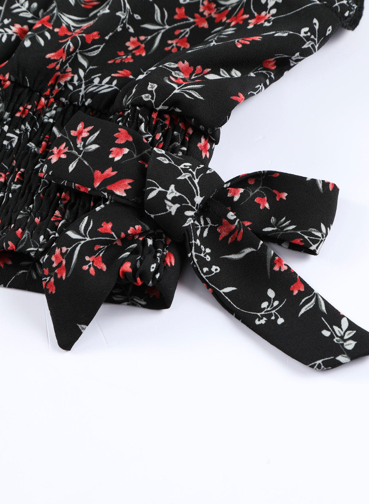 Ditsy Floral Print Ruffled Crop Top & Flounce Hem Maxi Skirt Set