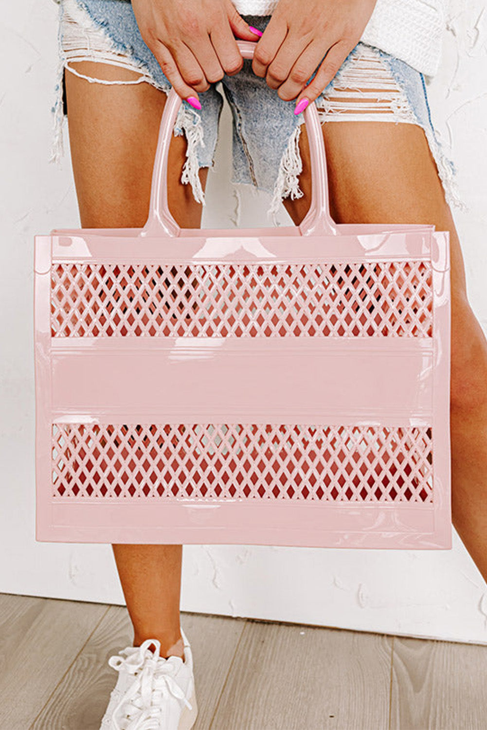Hollow Out Large Square  Tote Bag