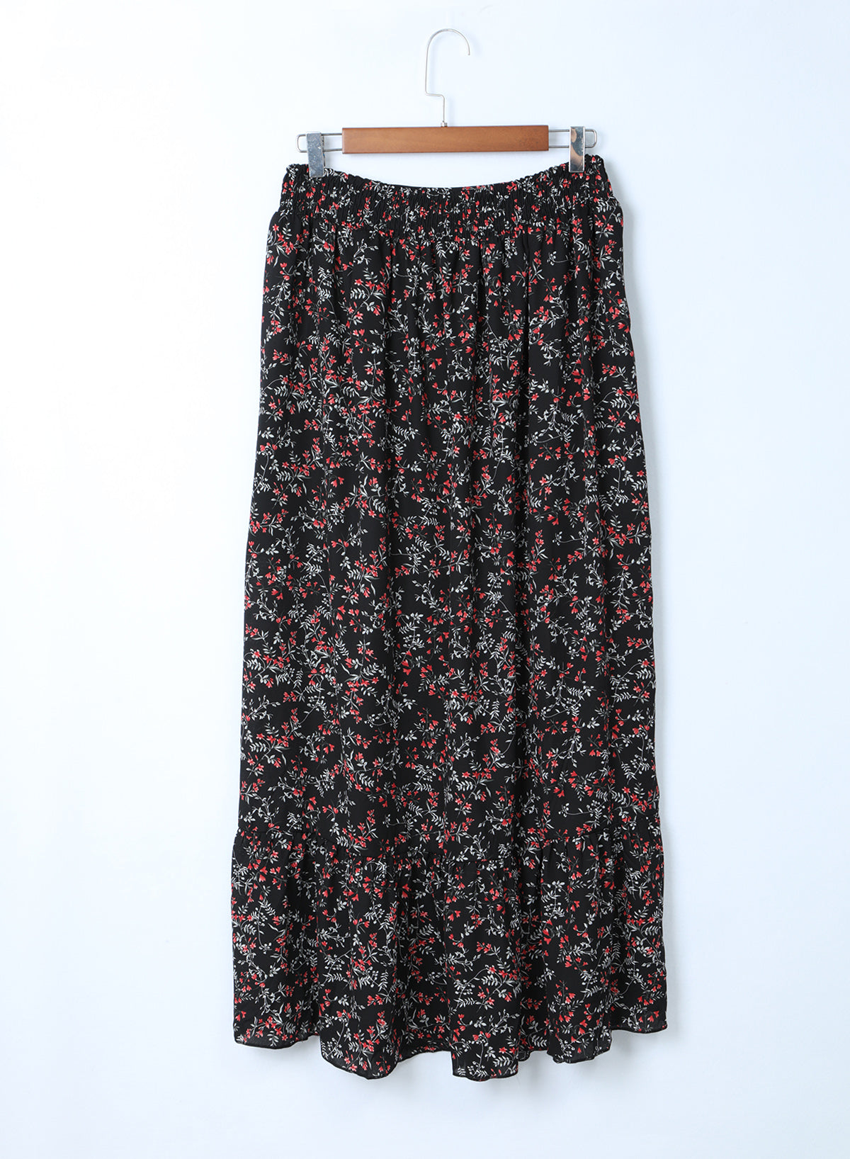 Ditsy Floral Print Ruffled Crop Top & Flounce Hem Maxi Skirt Set