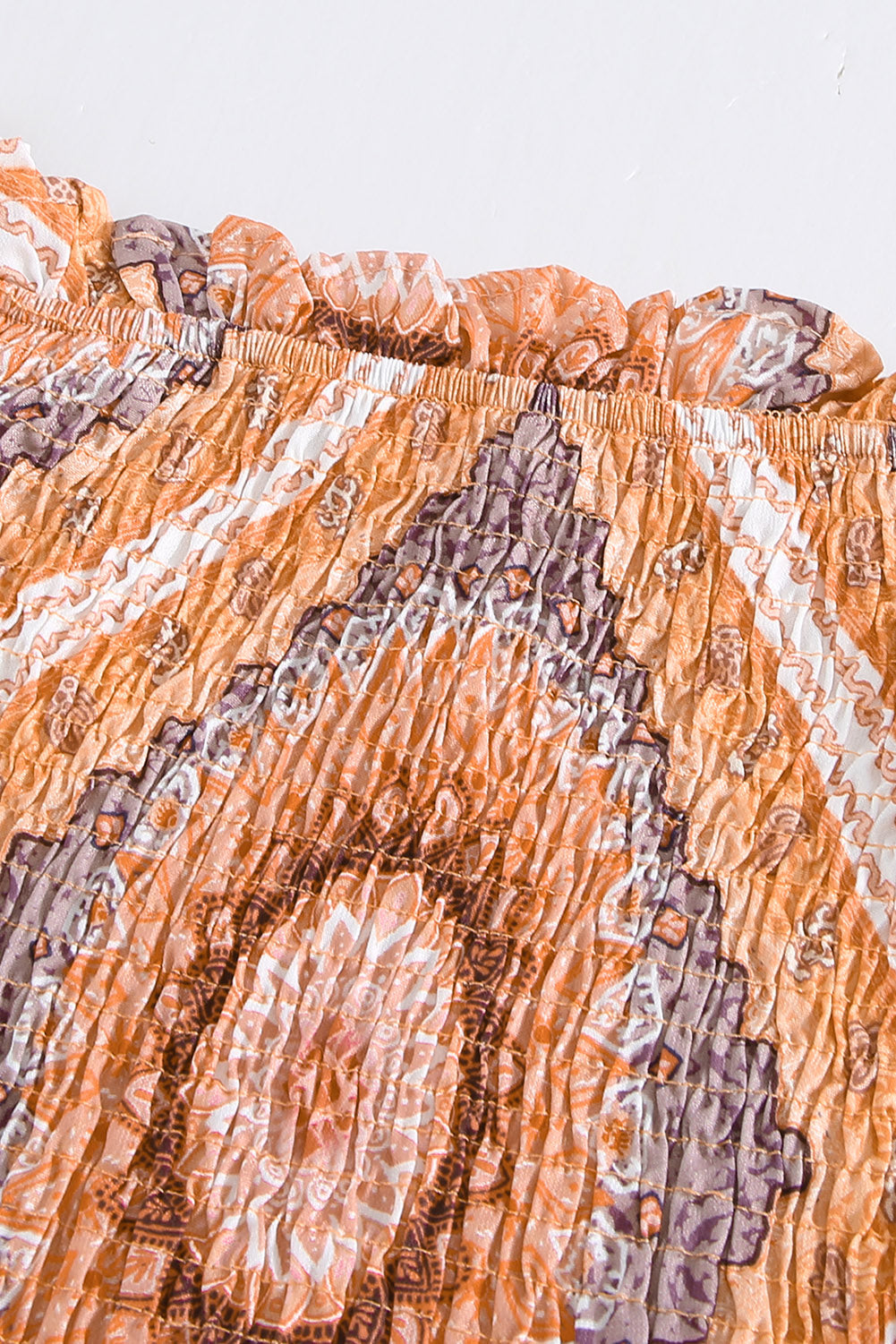 Paisley Print Smocked Off Shoulder Top
