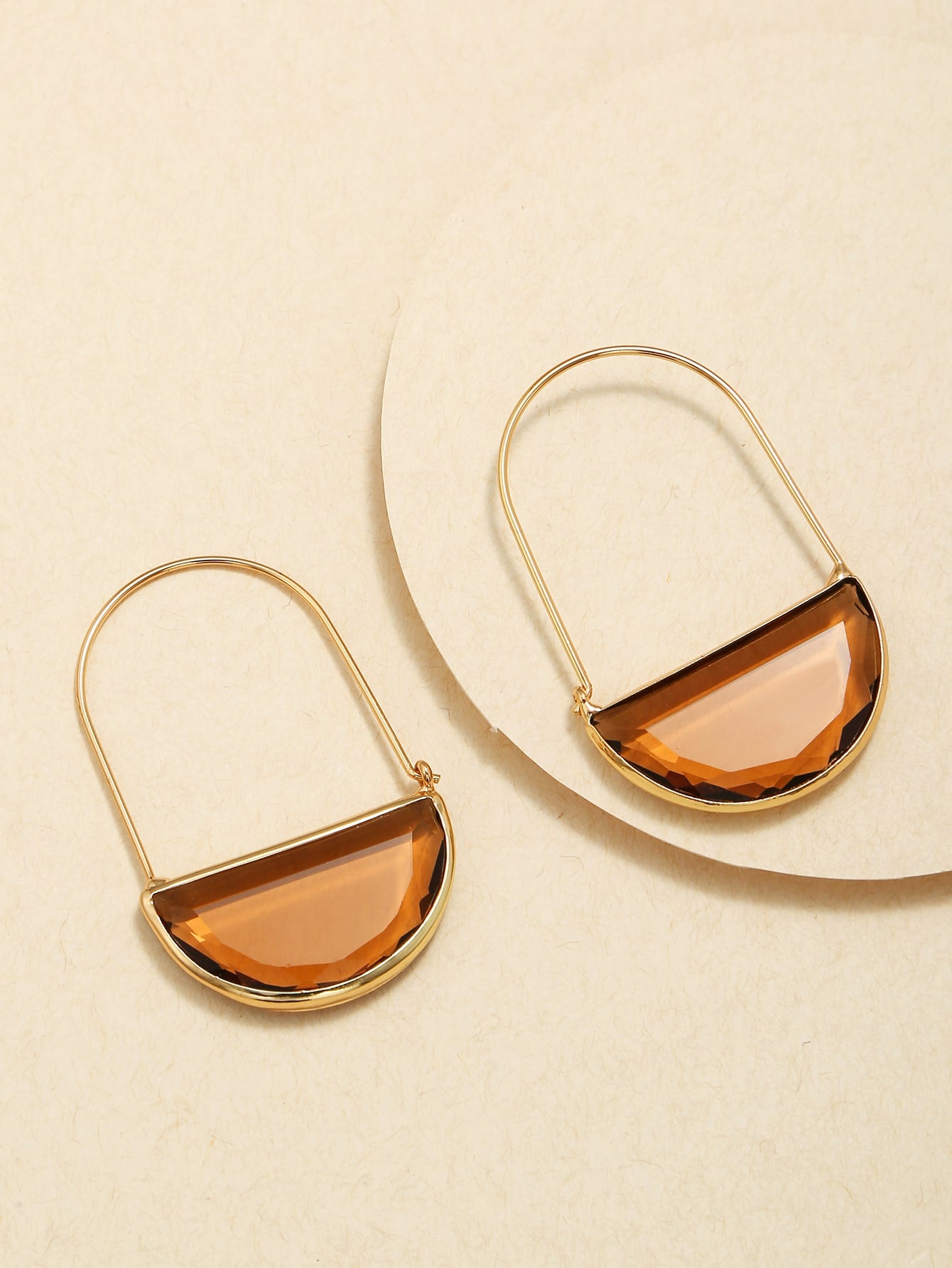 Semicircle Decor Hoop Earrings
