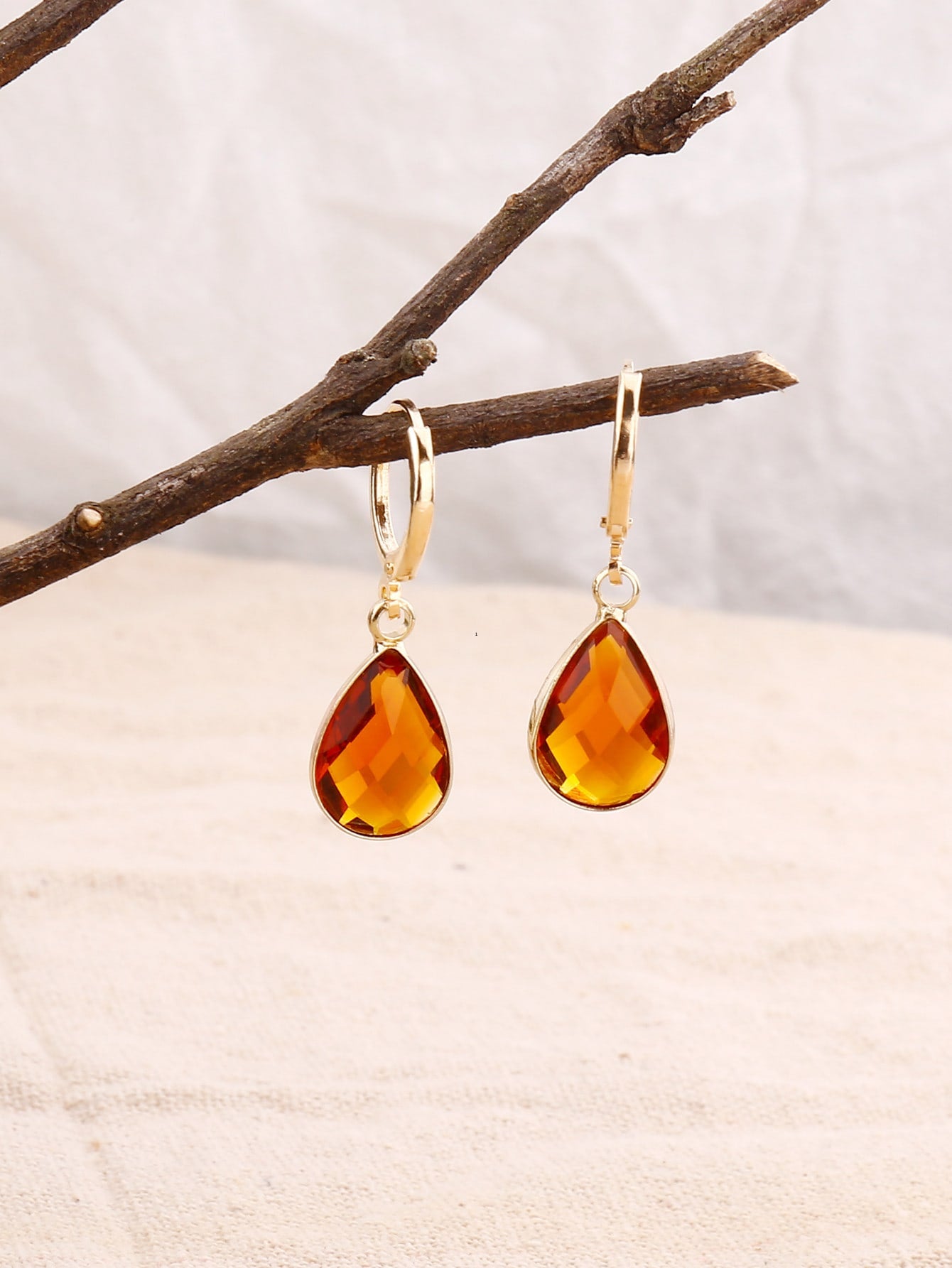 EMERY ROSE Gemstone Decor Water drop Earrings