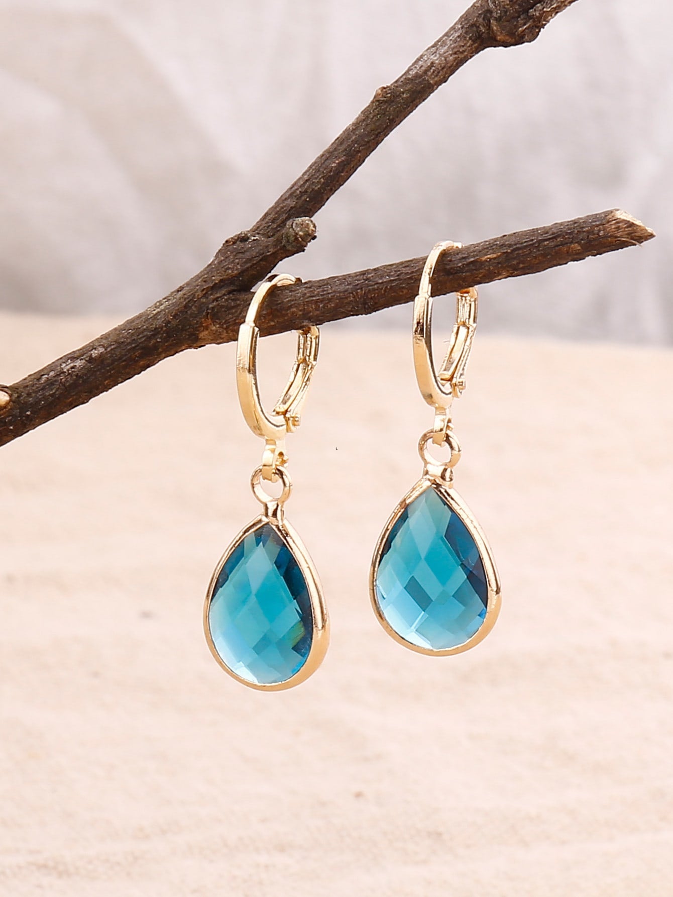 EMERY ROSE Gemstone Decor Water drop Earrings