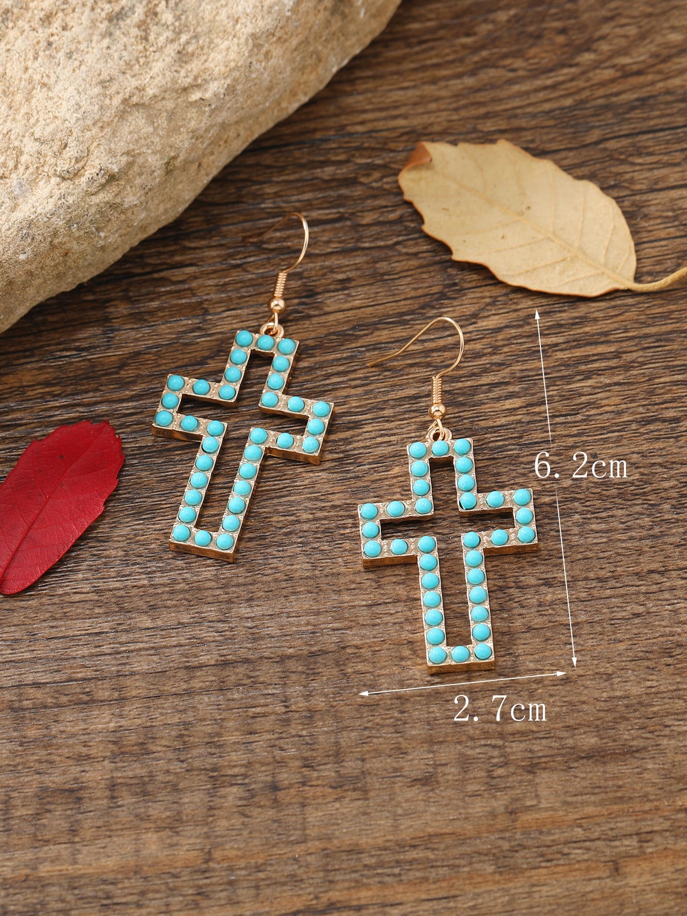 Turquoise Cross Drop Earrings