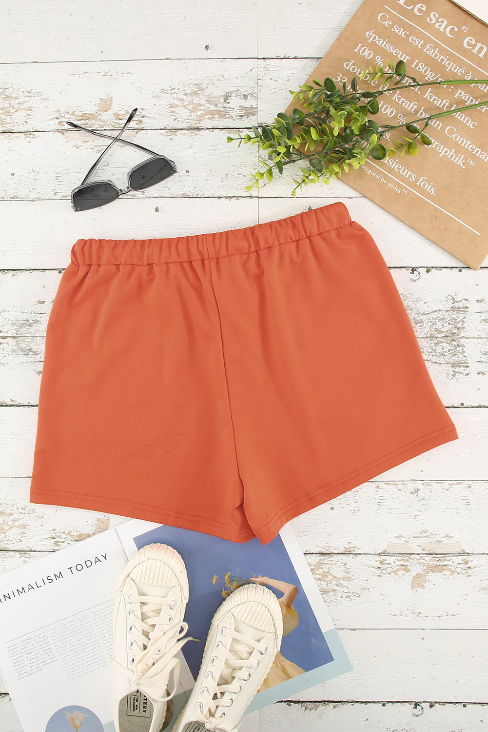 Drawstring Elastic Waist Pocketed Shorts