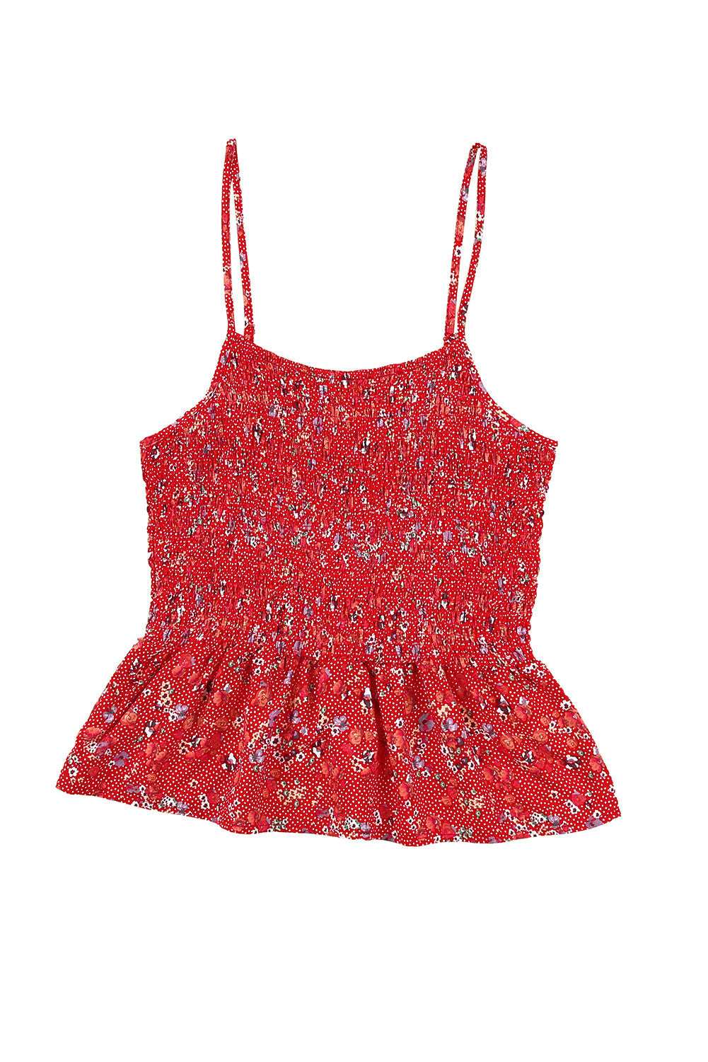 Floral Print Spaghetti Strap Smock Top