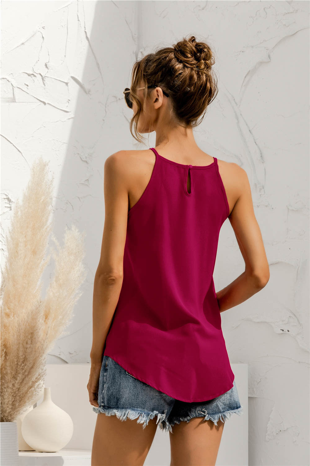 Grecian Neck Keyhole Sleeveless Top