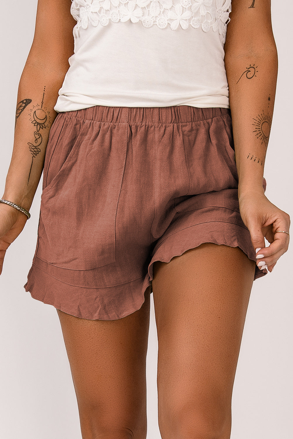 Drawstring waist shorts
