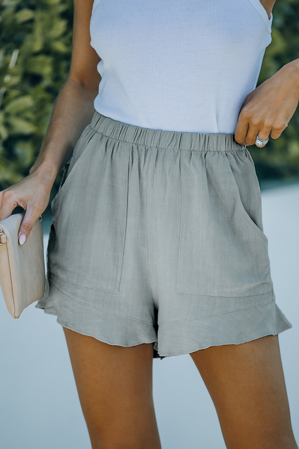 Drawstring waist shorts