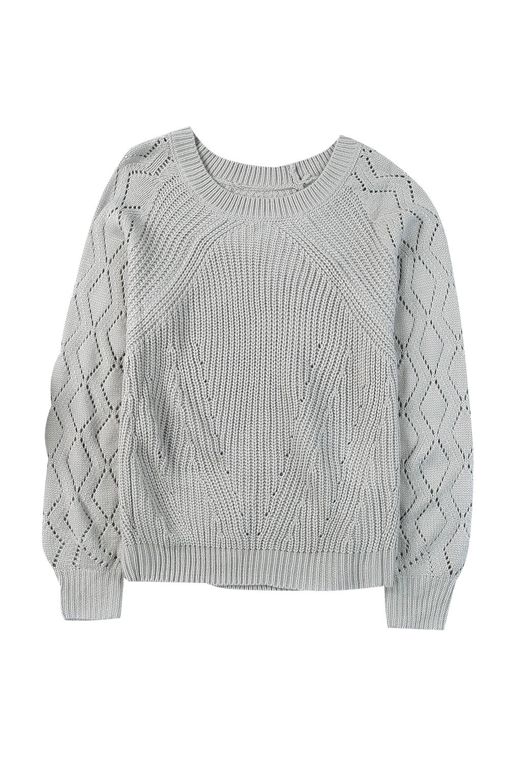 Beige Casual Hollow Out Knit Sweater