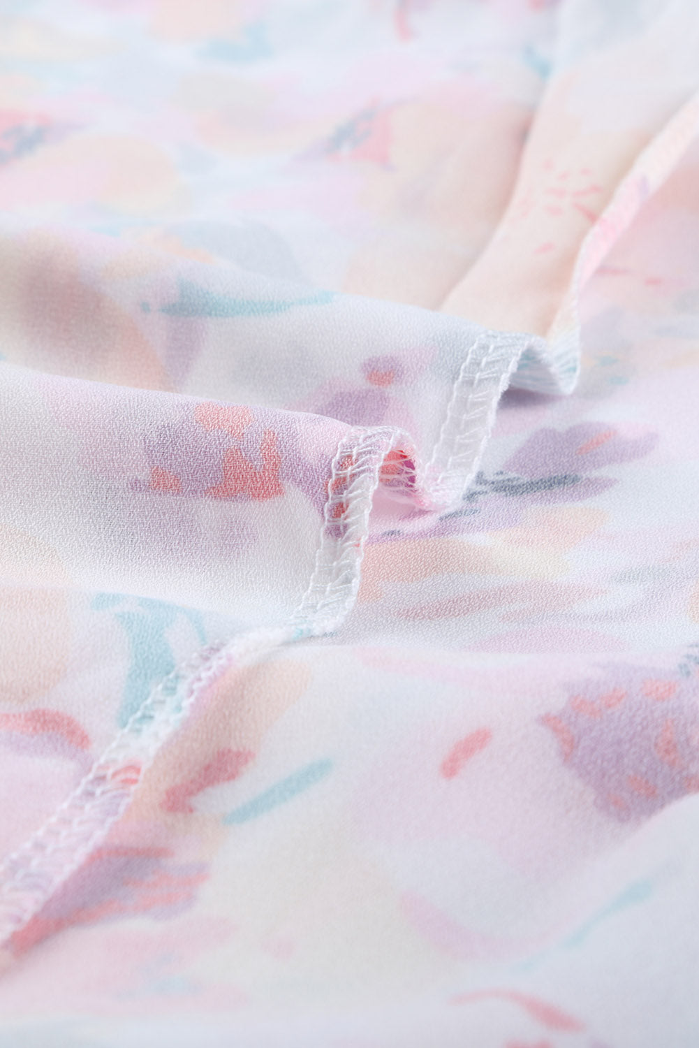 Pink Floral Print Bohemian Button Tie Front Blouse