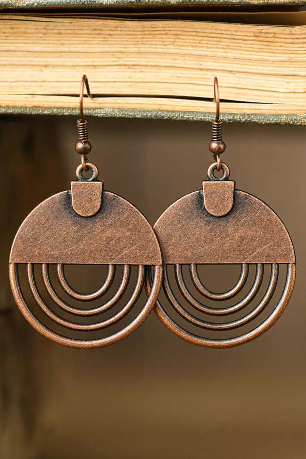 Brown Vintage Hollow Out Hook Earrings