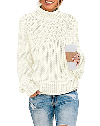 Women's Turtleneck Batwing Sleeve Loose Oversized Chunky Knitted Pullover Sweater