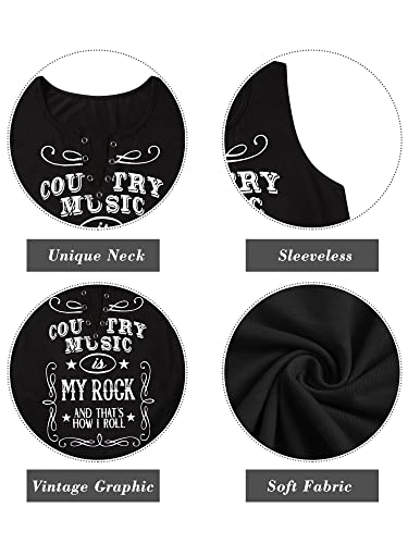 Letter Printed Tank Tops Vintage T Shirts Women Back to The Gypsy That I was Tees Graphic Sleeveless Music Vest (Z-Black 1, XL)