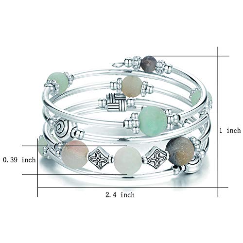 Beaded Pearl Bangle Wrap Bracelet