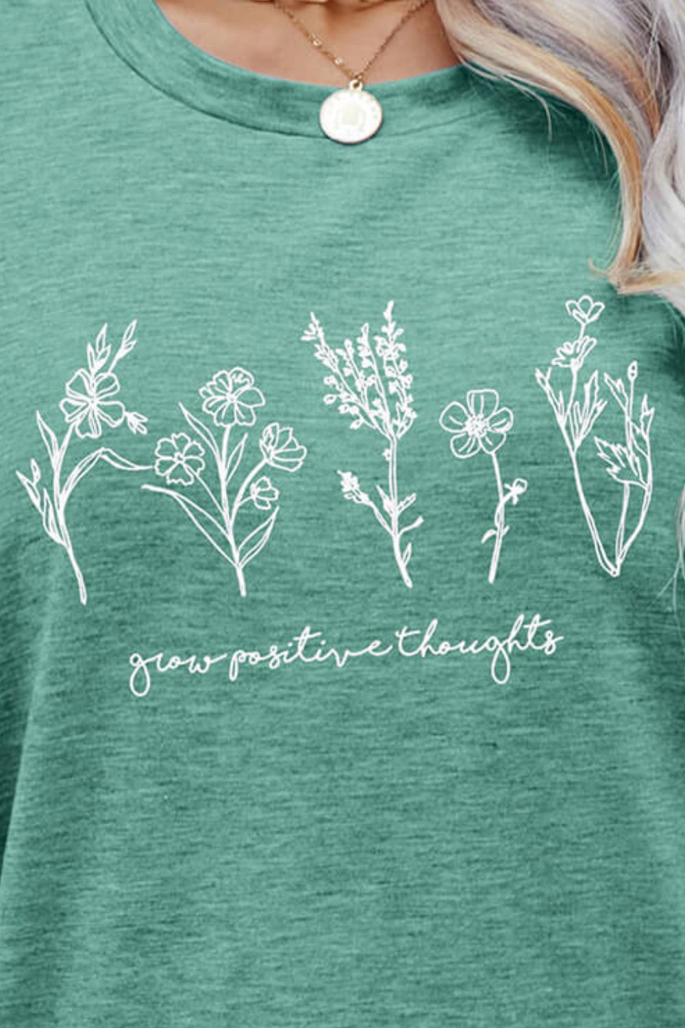 GROW POSITIVE THOUGHTS Round Neck Short Sleeve Tee