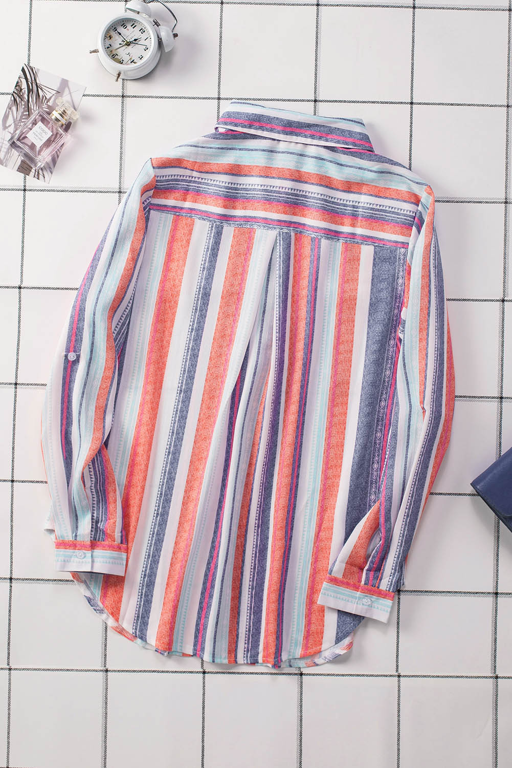 Button Up Collared Stripes Shirt for Women