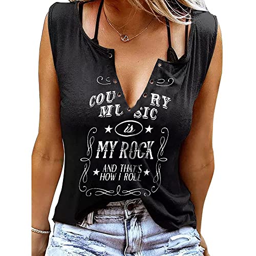 Letter Printed Tank Tops Vintage T Shirts Women Back to The Gypsy That I was Tees Graphic Sleeveless Music Vest (Z-Black 1, XL)