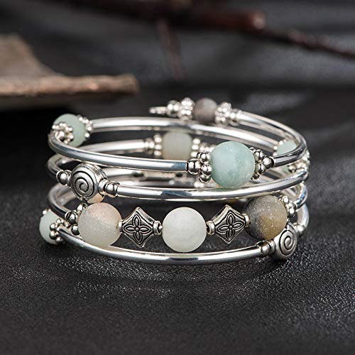 Beaded Pearl Bangle Wrap Bracelet