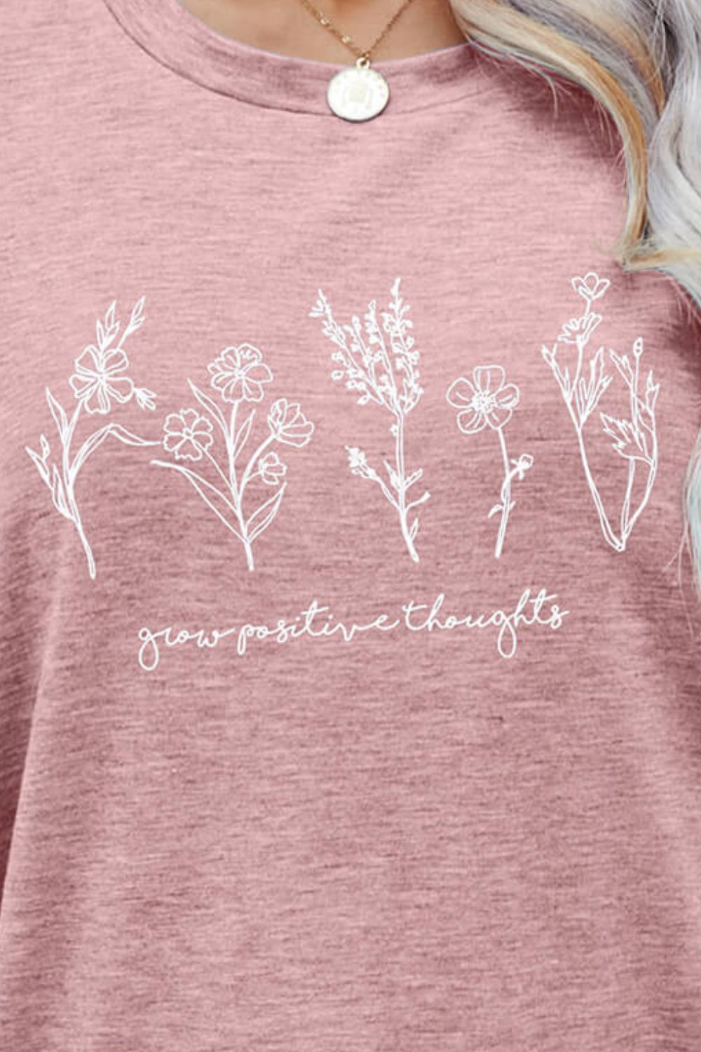 GROW POSITIVE THOUGHTS Round Neck Short Sleeve Tee