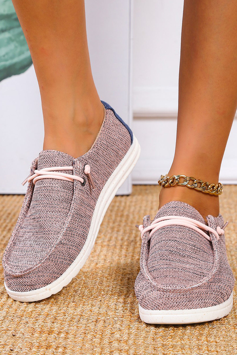 Lace Up Decor Slip On Casual Shoes