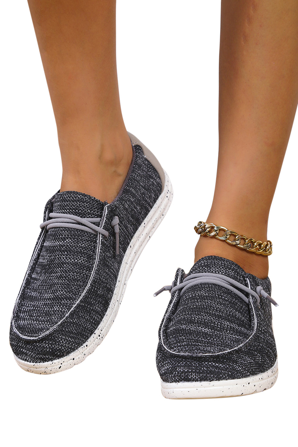 Lace Up Decor Slip On Casual Shoes