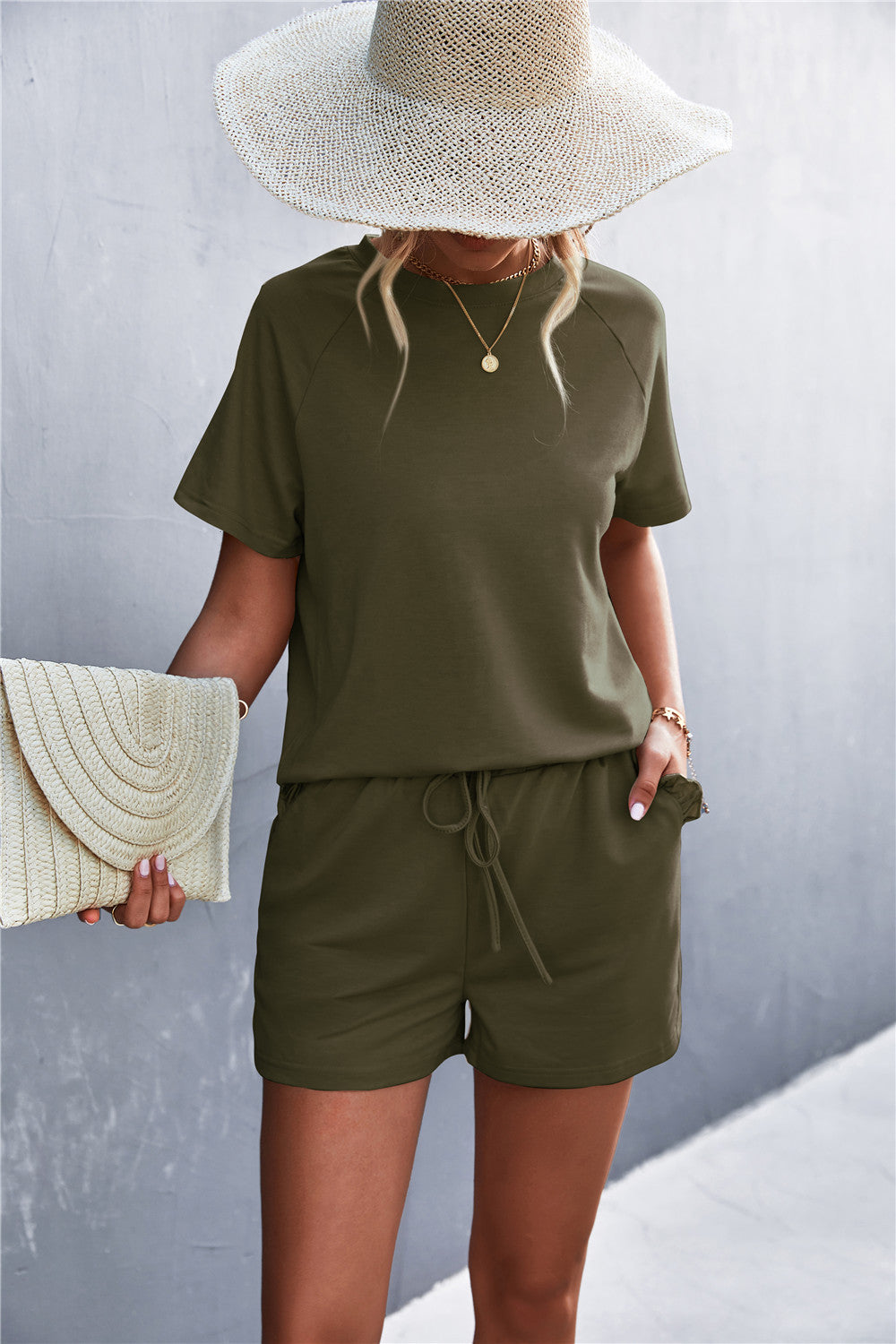 Ruffle Hem Top and Shorts Set with Pockets