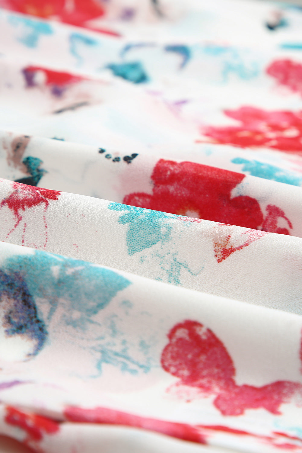 Pink Floral Print Bohemian Button Tie Front Blouse