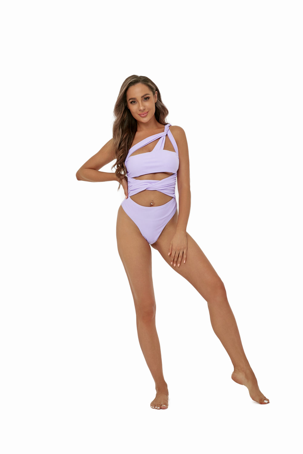 Cutout One-Shoulder Twisted One-Piece Swimsuit