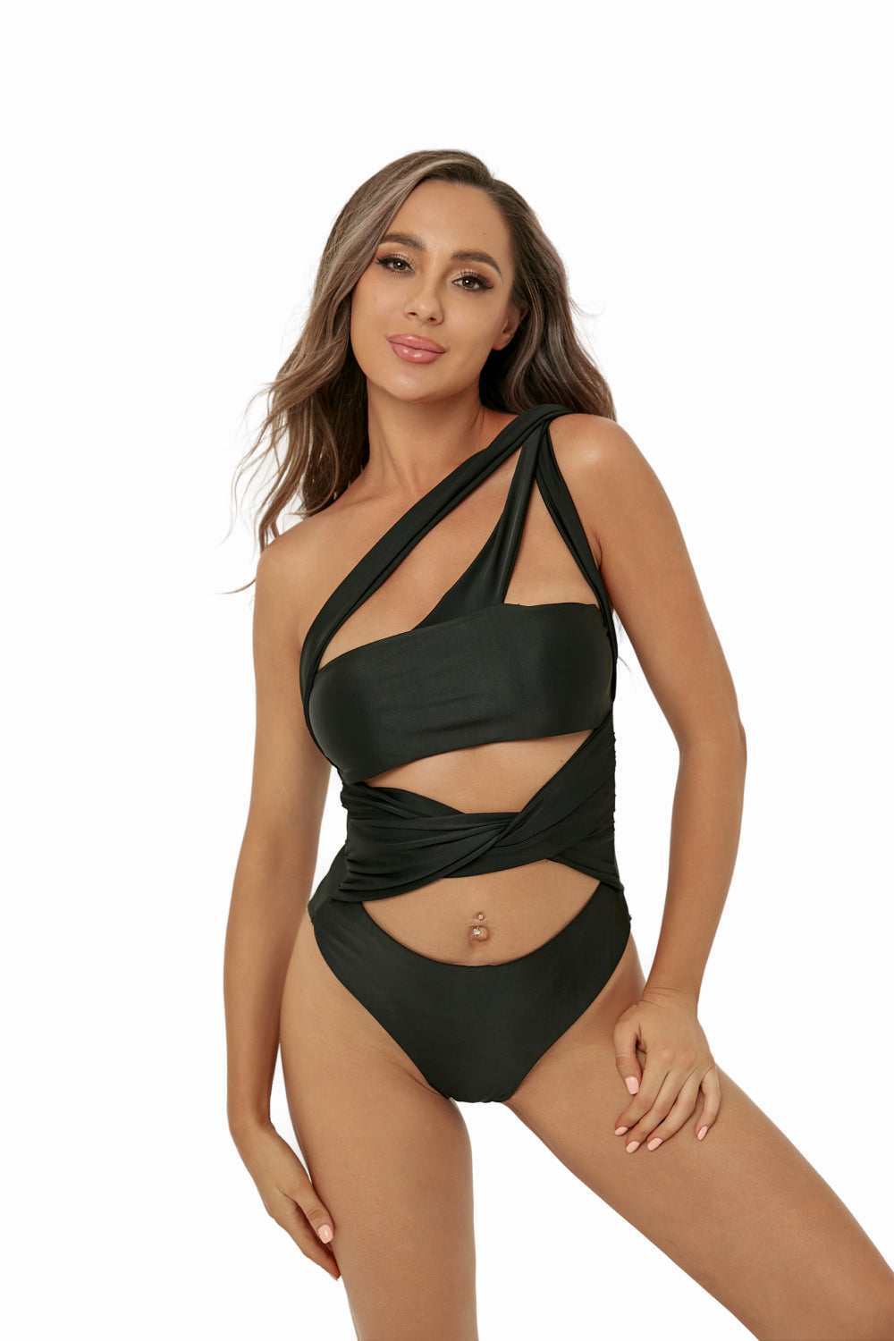 Cutout One-Shoulder Twisted One-Piece Swimsuit