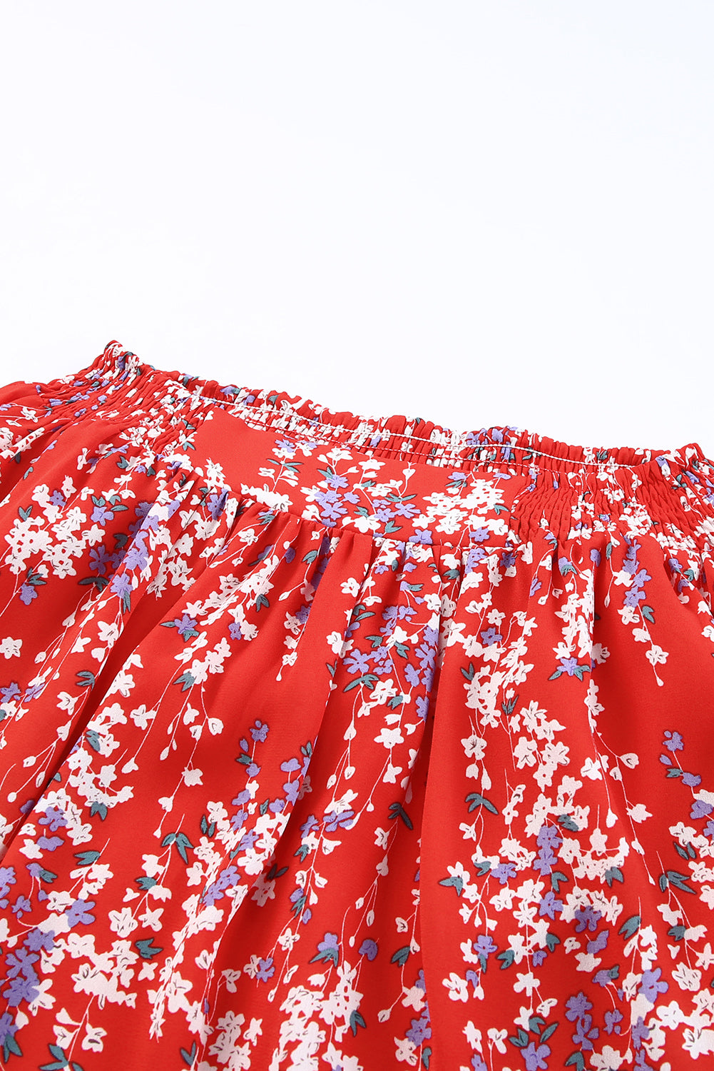 Ditsy Floral Print Ruffled Crop Top & Flounce Hem Maxi Skirt Set
