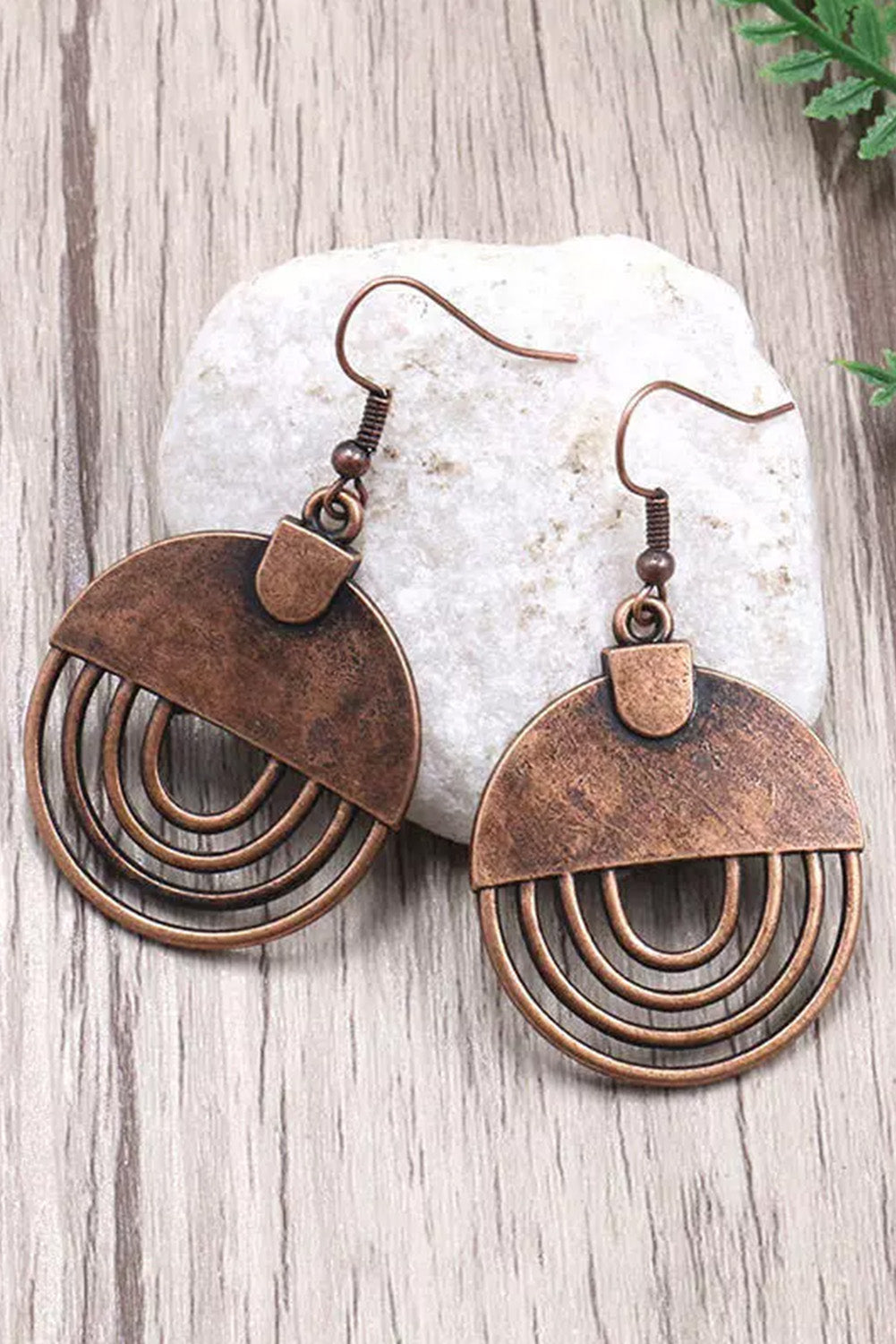Brown Vintage Hollow Out Hook Earrings
