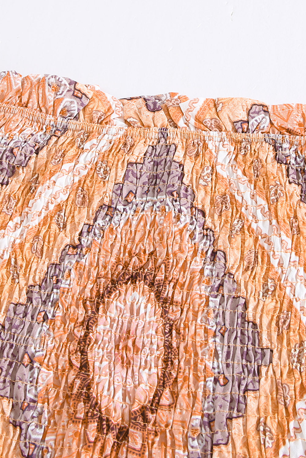 Paisley Print Smocked Off Shoulder Top