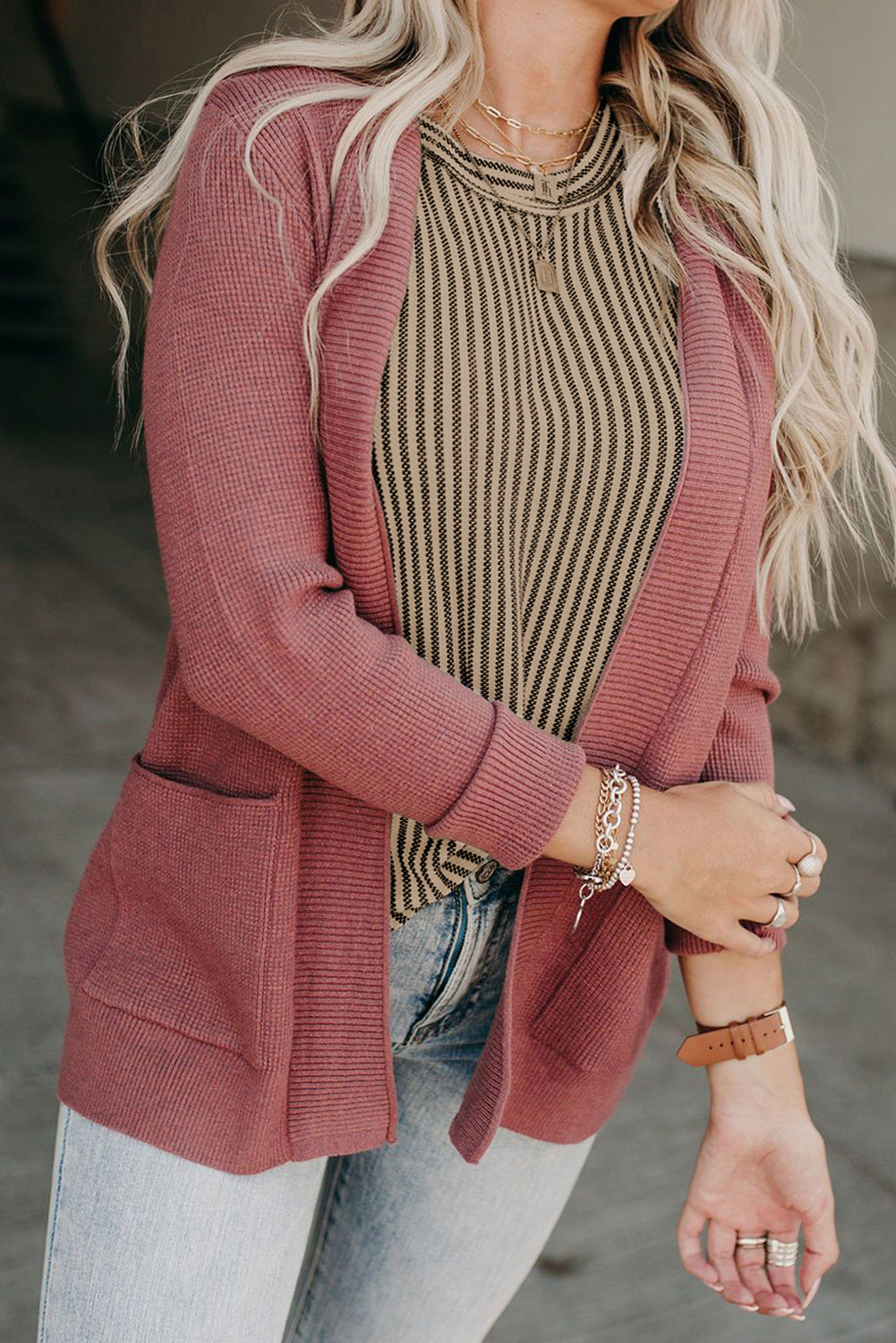 Grey Casual Striped Print Ruffle Summer Top