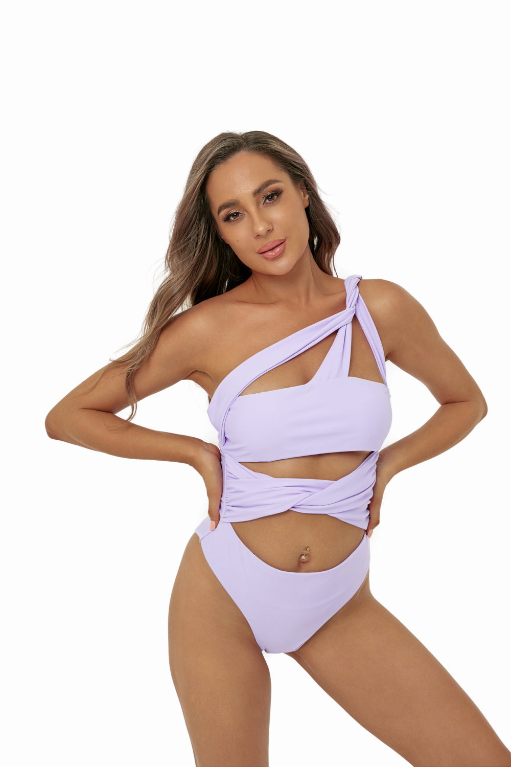Cutout One-Shoulder Twisted One-Piece Swimsuit