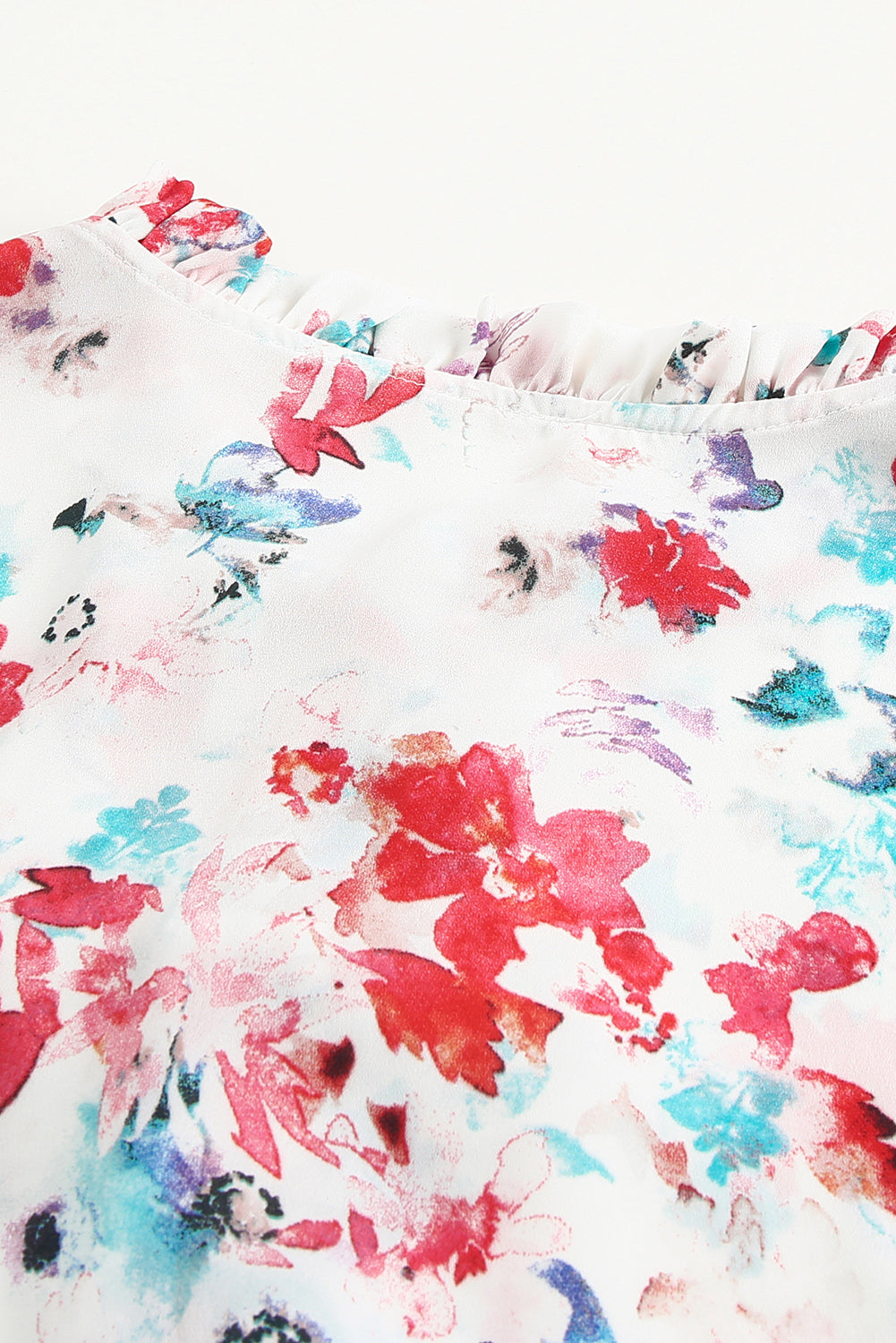 Pink Floral Print Bohemian Button Tie Front Blouse