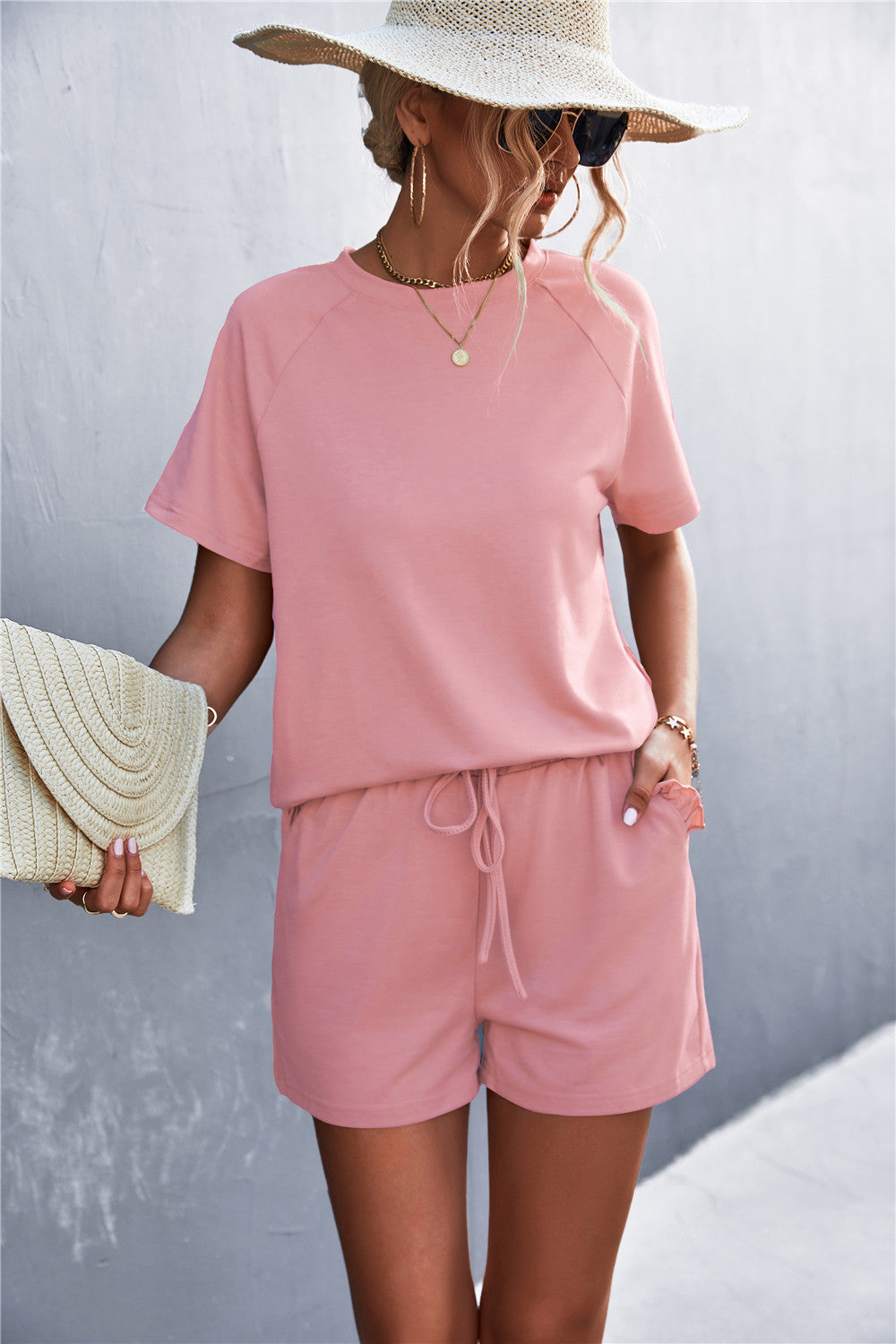 Ruffle Hem Top and Shorts Set with Pockets