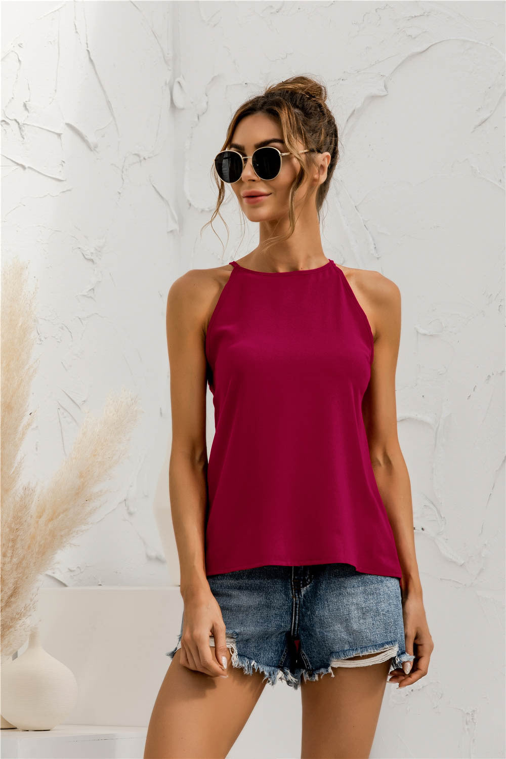 Grecian Neck Keyhole Sleeveless Top