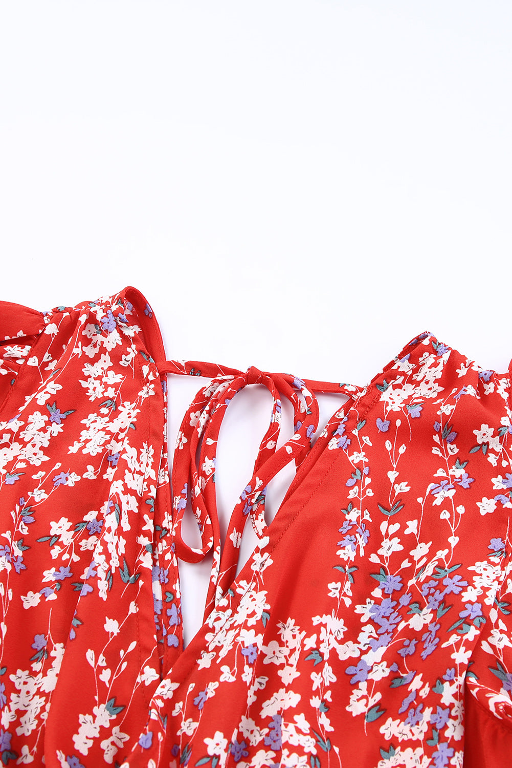 Ditsy Floral Print Ruffled Crop Top & Flounce Hem Maxi Skirt Set